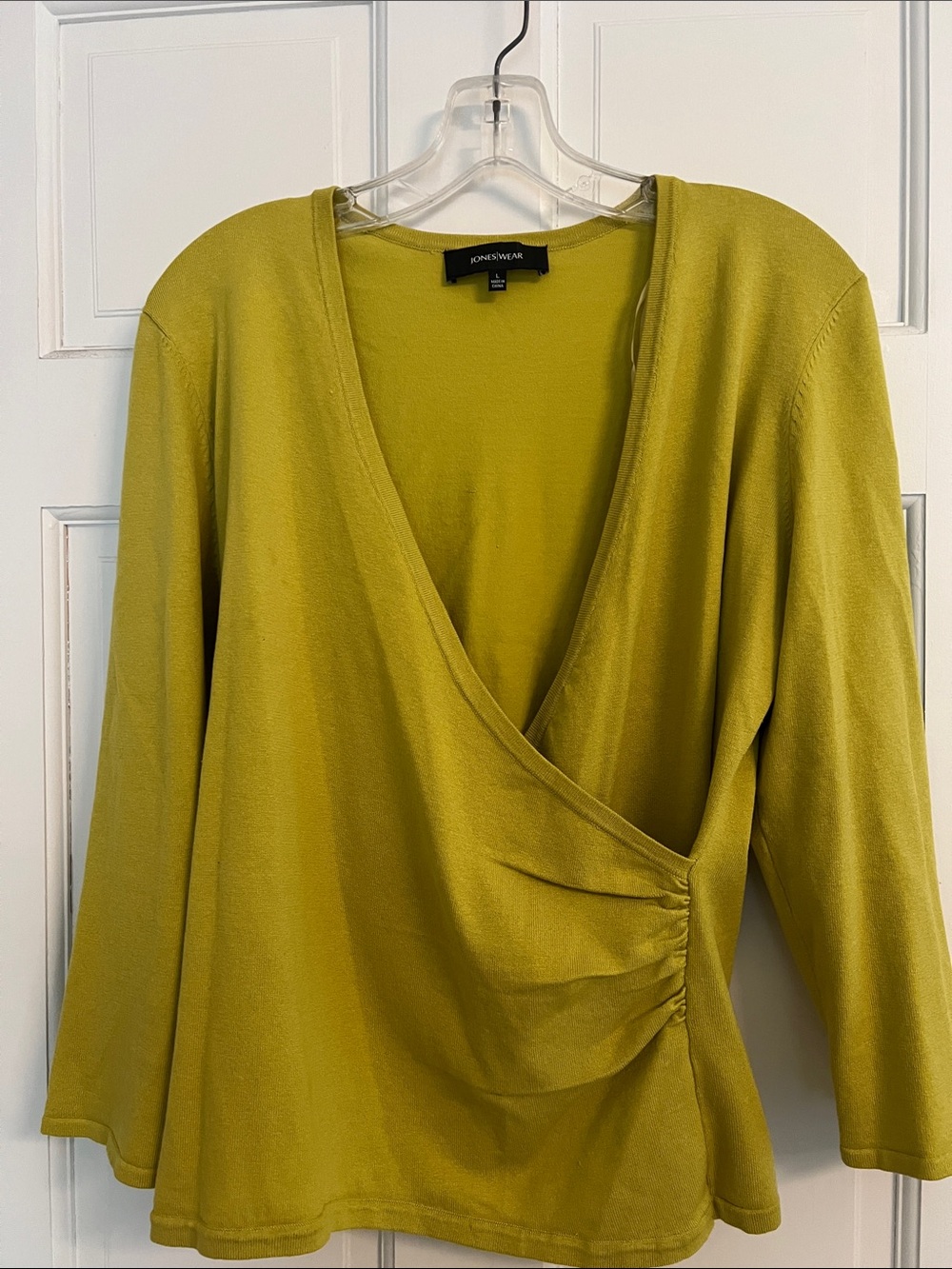 Jones Wear Moss Green Wrap-Front Women's Tunic Top